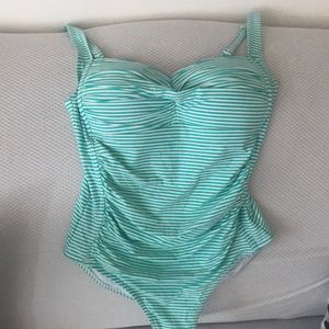 Mint and white swimsuit